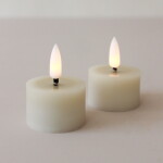 STAR TRADING Čajová LED svíčka Flamme Beige 4 cm – set 2 ks, béžová barva, plast, vosk