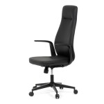 Kancelářské křeslo, černá ekokůže, houpací mechanismus s aretací ve 3 polohách, kovový kříž, kolečka pro tvrdé povrchy