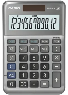 Casio MS-120FM / Stolní kalkulačka / 12místný displej / Výpočet DPH a marže / Solární a bateriové napájení (4549526615436)