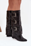 Dámské kozačky s ohrnutým lemem D8262 Sarisse černé - Sweet Shoes 36