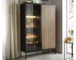 Vitrína Sento, černá/dub wotan, s osvětlením