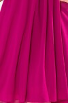 Dámské šifonové šaty ve fuchsiové barvě se zavazováním XL model 17388034 - numoco