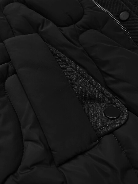 Černá krátká zimní bunda s ozdobnou kapucí S'west (B8261-1) odstíny černé XL (42)
