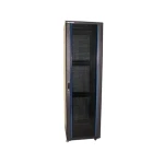 XtendLan 42U/800x800 černá / Stojanový rozvaděč / skleněné dveře / perforovaná záda (TELCO-42U-88-BLACK-P)