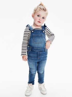 GAP Modrý holčičí overal overal denim ruffle skinny ls with Washwell