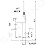 FRANKE - Filtrační baterie Vital Tap dřezová baterie s filtračním zařízením, flexibilním ramenem a sprškou, chrom/gun metal 120.0621.230