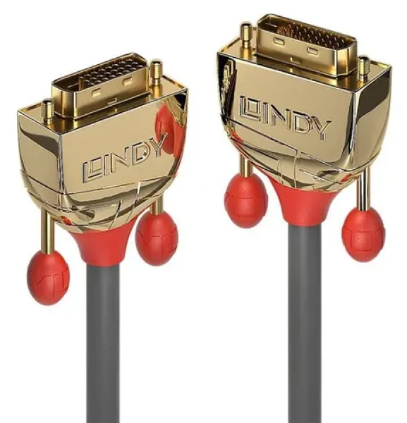 Lindy DVI-D Dual Link Gold Line 2m šedá / Kabel DVI-D / Pozlacené konektory / 2560×1600 px / 9,9 Gbit/s (36202)