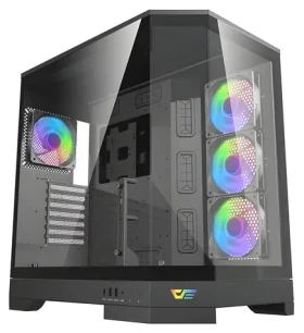 Darkflash DQX90 černá / Počítačová skříň / ATX / tvrzené sklo / ARGB / 7x PCI / max. GPU 470 mm (DQX90 Black)