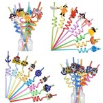 Dortisimo Plastová barevná brčka spirálová s pirátskými motivy (4 ks)