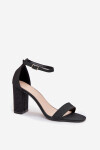 Lesklé dámské sandály na podpatku černé Kavina 41