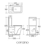 CERANO - WC kombi Forte, Rimless - bezokrajové splachování + Slim/SoftClose sedátko - spodní/zadní odpad- černá matná - 64x36 CER-538768