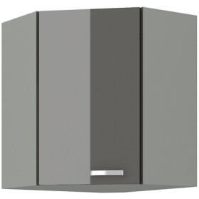 Horní rohová skříňka 60x60 GN-72 1F (45°) Barva korpusu: Šedá, Barva dvířek: Šedý lesk (Šedá)