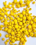 Dřevěné korálky Detoa - žluté - ∅ 4 mm - 10 ks