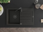 MEXEN/S - Bruno granitový dřez s odkapávačem včetně baterie Telma, černá/zlatá 6513-75-670200-70-B