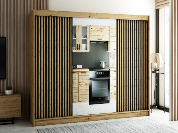 Šatní skříň Abi Lamelo 2 Barva korpusu: Dub artisan, Rozměry: 250 cm