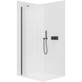 CERANO Sprchová zástěna Walk-in Onyx Y L/P - 8 mm - černá matná, rýhované sklo - 110x200 cm