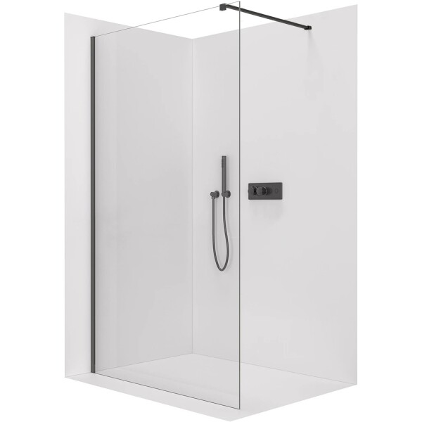 CERANO Sprchová zástěna Walk-in Onyx Cube L/P - 8 mm - hranatá vzpěra - černá matná, transparentní sklo - 110x200 cm