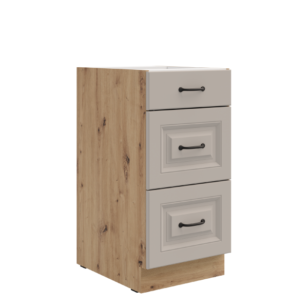 Spodní skříňka Stilo 40 D 3S BB - Premium Box Barva korpusu: Dub artisan, Barva dvířek: Clay Grey