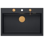 Quadron - Granitový dřez MARC 110 WORKSTATION Black Zlaty HQM7650U7_PVDG1