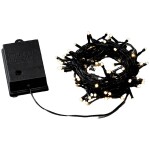 Konstsmide 3728-130 Světelný řetěz venkovní na baterii Počet žárovek 80 LED teplá bílá Délka světel: 7.9 m se spínačem, časoměřič, frozen