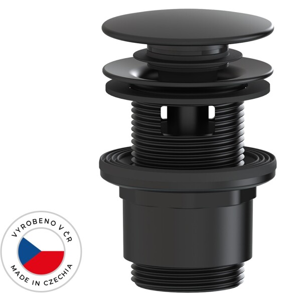 CERANO Umyvadlová výpusť - 5/4“ click-clack s přepadem - plast - 35/50mm - černá matná