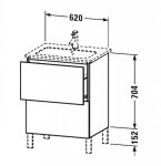 DURAVIT - L-Cube Umyvadlová skříňka 86x62x48 cm, 2 zásuvky, lesklá bílá LC662502222