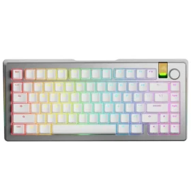 Glorious GMMK 3 Pro HE Wireless 75% - Fox HE ANSI stříbrná / herní 75% TKL / USB-C+BT / ANSI (US) / Fox HE / RGB / 1.4m (GLO-KB-GMMK3-PRO-75-PB-HE-WL-SIL-US)