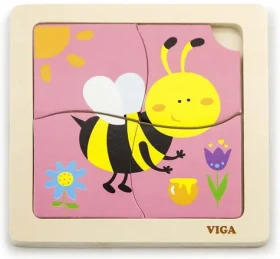 VIGA Dřevěné puzzle Včela 4 dílky