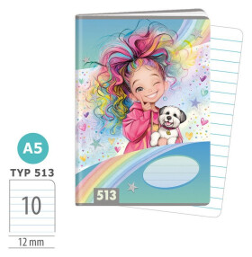 Školní sešit A5, 10 listů, typ 513 Rainbow Ella