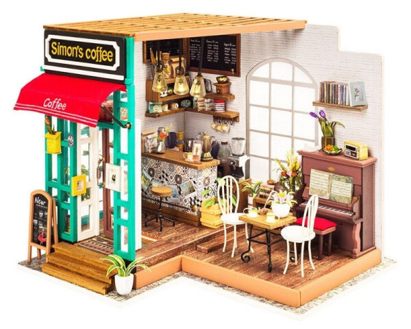 3D Dřevěná skládačka: Miniatura domečku - Kavárna