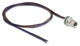 Delock M8 3 Pin černý / Kabel / M8 zásuvka, A-kódování / montážní panel / 0,5 m (80146)