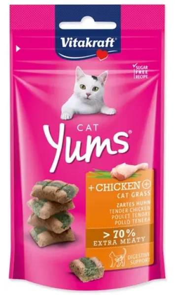 Vitakraft Cat Yums kuře, s kočičí trávou 40 g / Pamlsky pro kočky / poloměkké (493-31531)