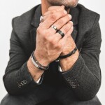 Pánský náramek Martino - 5 mm lávový kámen, hematit, Stříbrná 21 cm