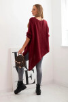 Dámský asymetrický svetr z vlny Plus Size s výstřihem do V bordový UNI