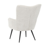 Křeslo "ušák", potah krémová látka, nohy černý kov