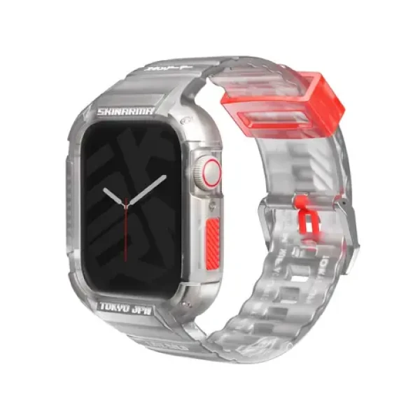 SKINARMA silikonový řemínek a ochranné pouzdro pro Apple Watch 45/44 mm čirá (8886461243420)