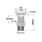 ISVEA - Umyvadlová výpust 5/4“, click-clack, keramická zátka, 20-70, bílá 38TP0171I