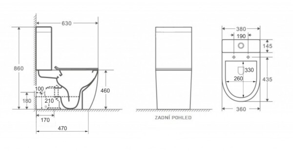 HOPA - Kombi WC ARCO RIMLESS s FLAT sedátkem Soft-close OLKLT2157AR