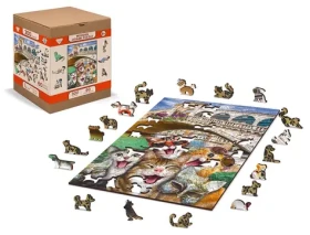 WOODEN CITY Dřevěné puzzle Koťata v Benátkách 2v1