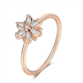 Prsten se zirkony Lorenza Rose Gold - květina, Zlatá 52
