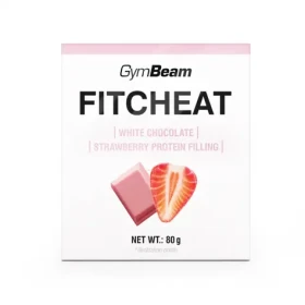 Proteinová čokoláda Fitcheat - GymBeam (bílá čokoláda s jahodou, 80 g) (30539-13-80g-whitechocolatestrawberry)