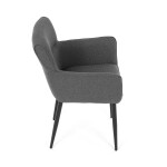 Židle jídelní, snadno čistitelná šedá látka, černý matný lak, kovové nohy