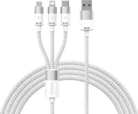 Baseus CAXS000002 Kabel USB-A (M) - Micro-USB (M) USB-C (M) Lightning (M) 1.2 m bílá (CAXS000002)
