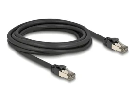 Delock 80242 černá / Síťový kabel / RJ-45 Cat.6a U/FTP / 3 m / vnitřní plášť z nerez oceli (80242)