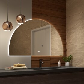 Erga Kori, půlkruhové LED zrcadlo 70x120cm, 2760 lm, 3 barvy světla, ERG-V01-KORI-7012-CL