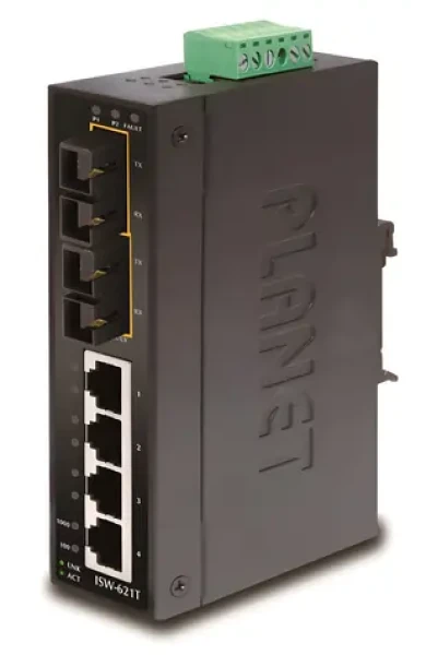Planet ISW-621TS15 / Switch průmyslový / 4x 10/100 RJ-45 / 2x 100FX SM 15km SC / DIN / -40 až 75 °C / 48VDC (ISW-621TS15)