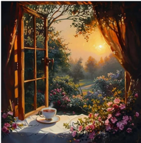 Diamantový obrázek - Šálek čaje 30 x 40 cm