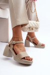 Zazoo 40386 Dámské kožené sandály na podpatku Beige 39