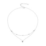 Stříbrný dvojitý náhrdelník Cristy 1 ct MOISSANITE + CERTIFIKÁT, Stříbrná 40 cm + 5 cm (prodloužení) certifikát GRA, hadřík na čištění stříbra, dárková krabička