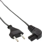 InLine Napájecí kabel úhlový Euro - C7 černá / Napájecí kabel / CEE7/16 - C7 (Euro8) / 10 cm / úhlový (16754D)